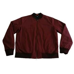 Jack Spade Men’s Bomber Jacket Large Burgundy Full Zip Ribbed Cuffs Casual Coat